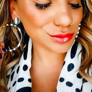 Hope Earrings - Black & White Striped